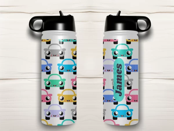 Personalised Kids Drink Bottle - Little Cars