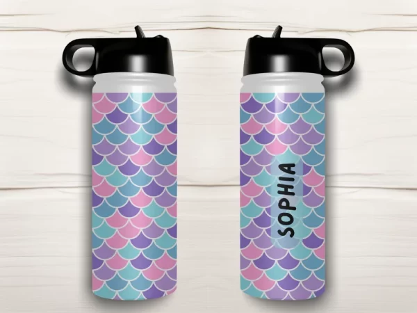 Personalised Kids Drink Bottle - Mermaid Scales