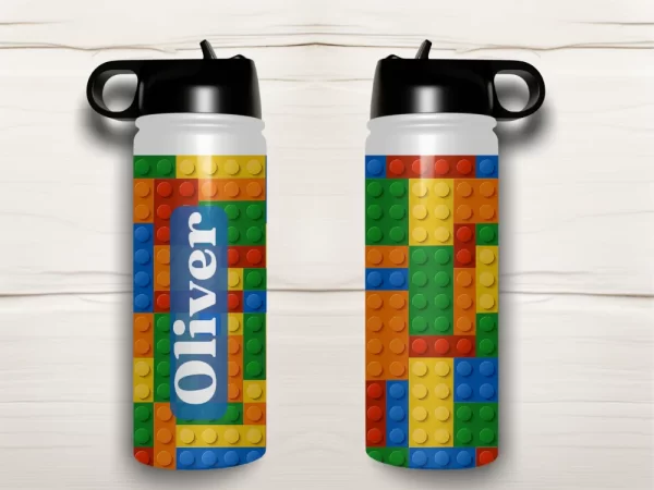 Personalised Kids Drink Bottle - Building Blocks