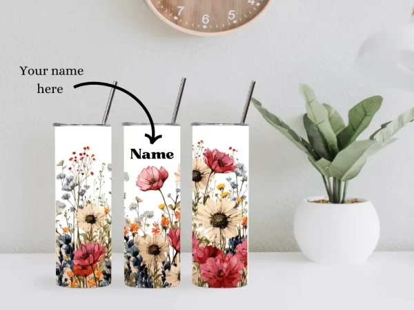 Personalised Tumbler - Floral design