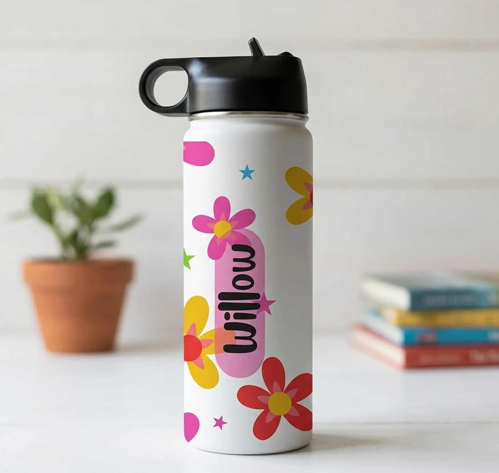 Personalised Kids Drink Bottle - Little Flowers