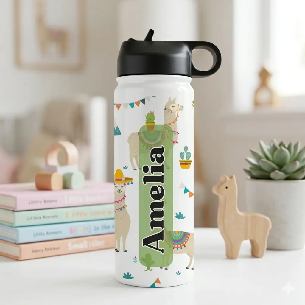 Personalised Kids Drink Bottle - Llama