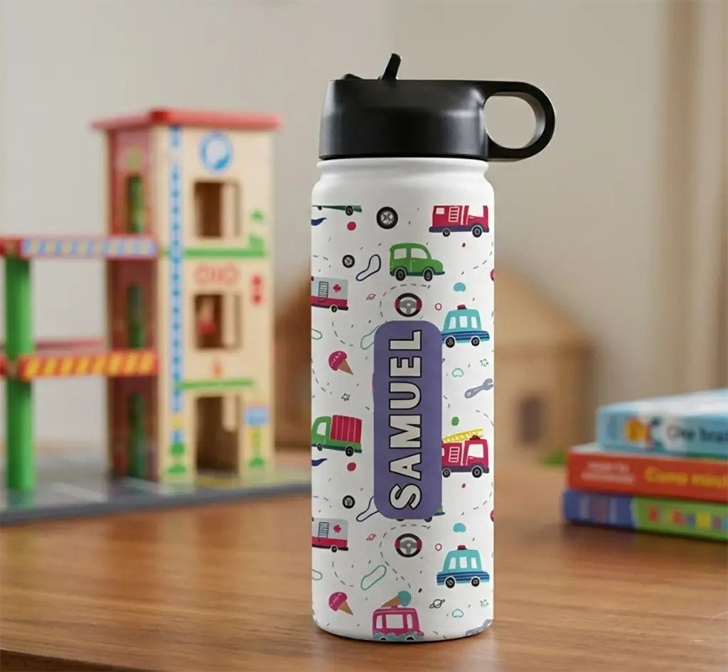 Personalised Kids Drink Bottle - Vehicles