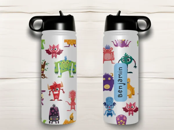 Personalised Kids Drink Bottle Monsters