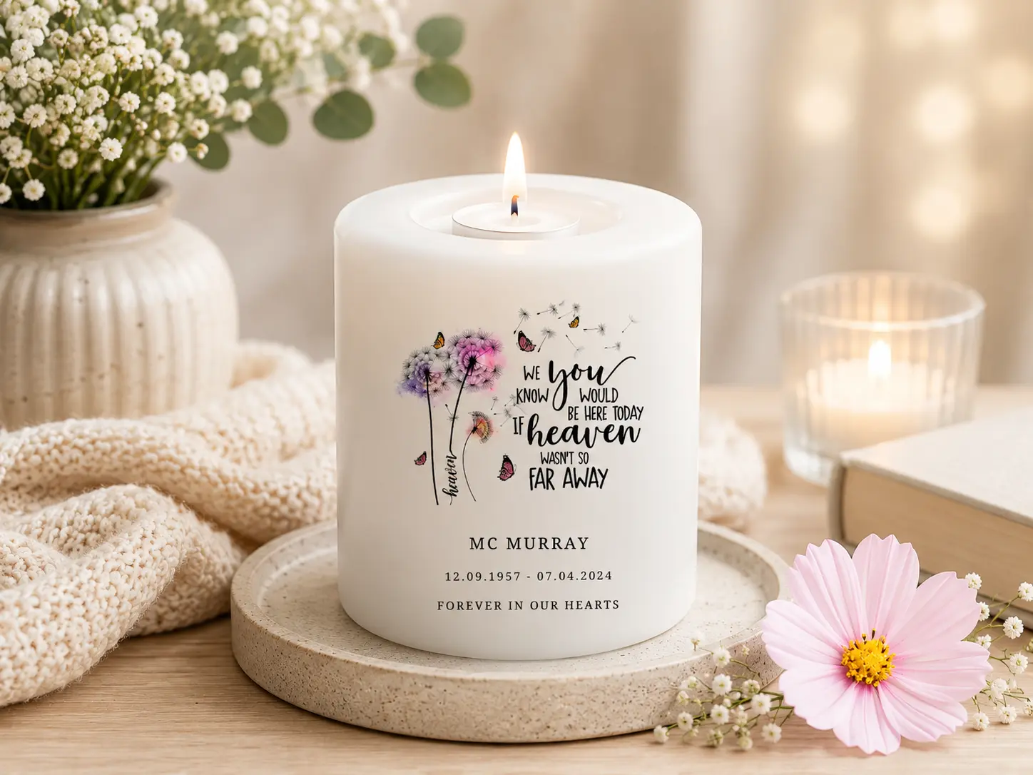 Personalised Memorial TeaLight Candle Holder Heaven