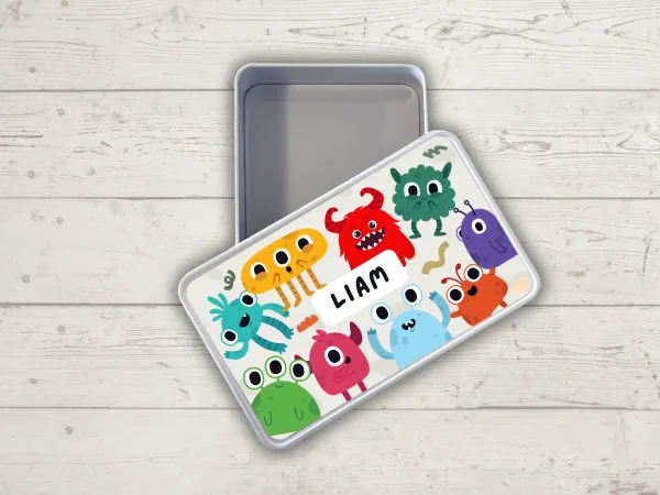 Personalised Tin Keepsake Box Monsters