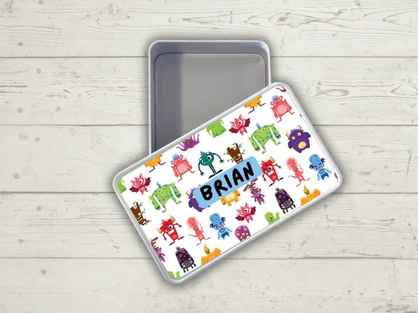 Personalised Tin Keepsake Box Little Monsters