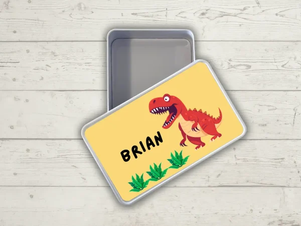 Personalised Tin Keepsake Box Dino