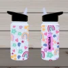 Personalised Kids Drink Bottle 14oz - Rainbows