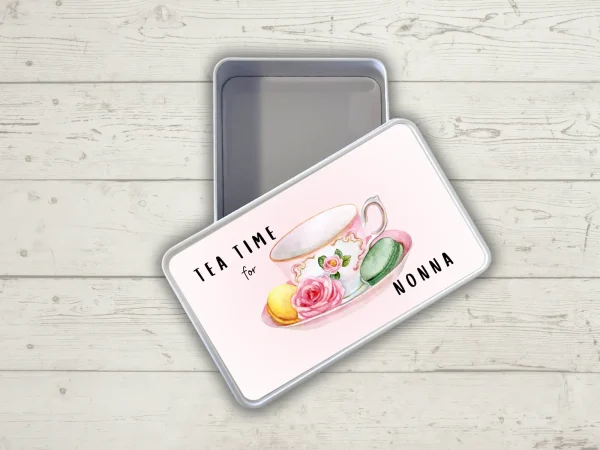 Personalised Tin Keepsake Box Tea Time