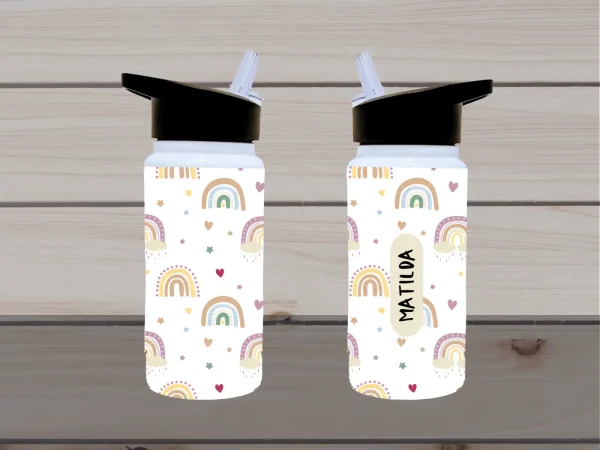 Personalised Kids Drink Bottle 14oz Little Rainbows