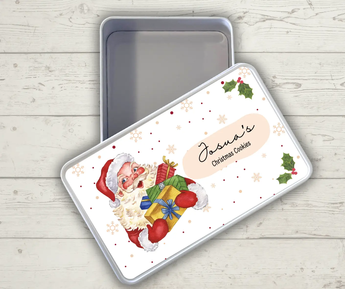 Personalised Christmas Cookie Tin Santa
