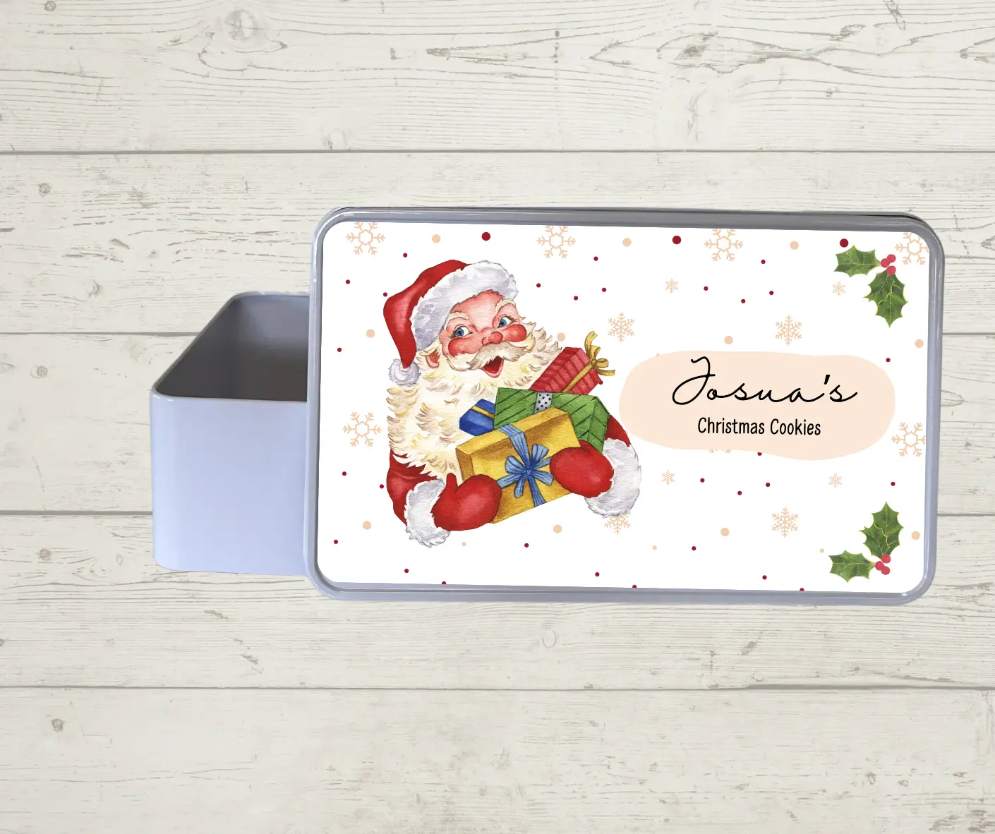 Personalised Christmas Cookie Tin Santa