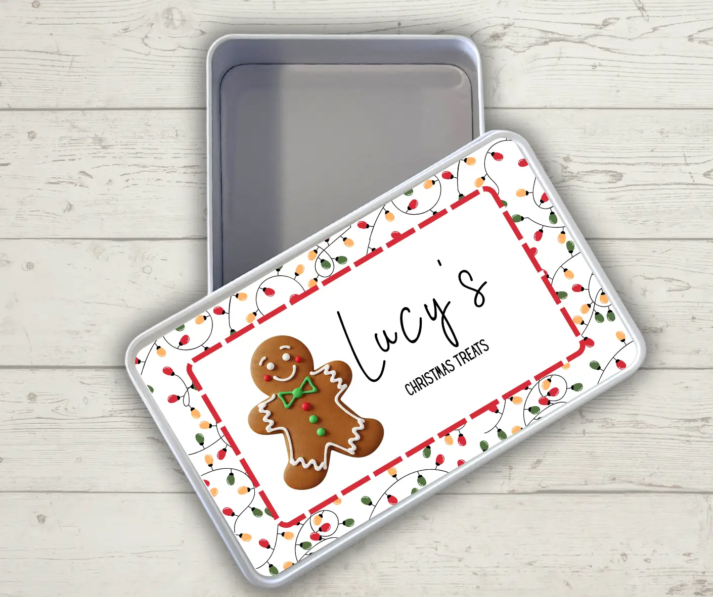 Personalised Christmas Cookie Tin Gingerbread Man