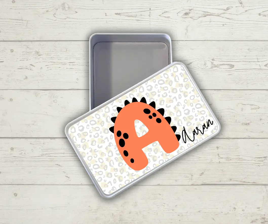 Personalised Tin Keepsake Box Colourful Alphabet A