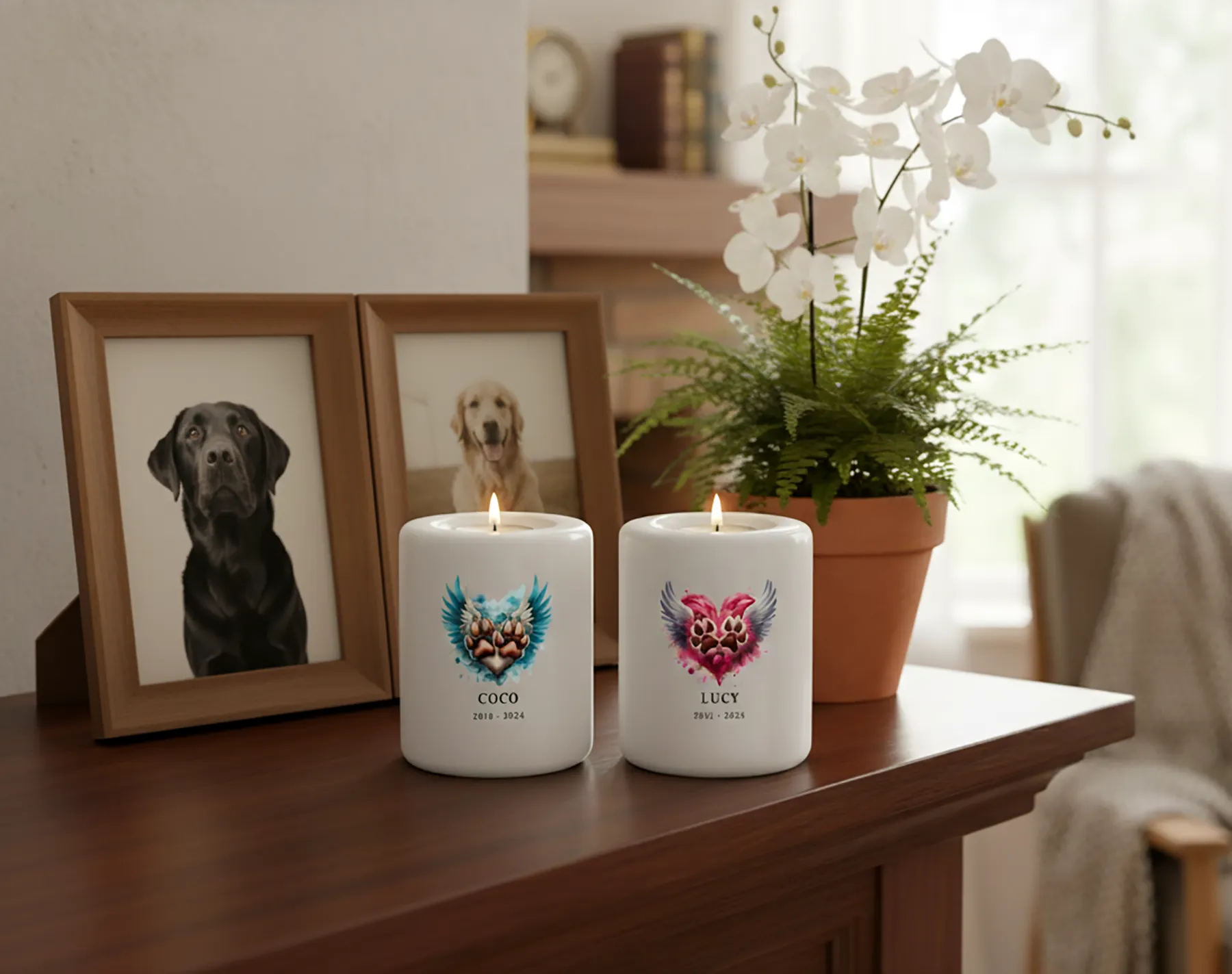 Personalised Pet Memorial TeaLight Candle Holder Paw Prints
