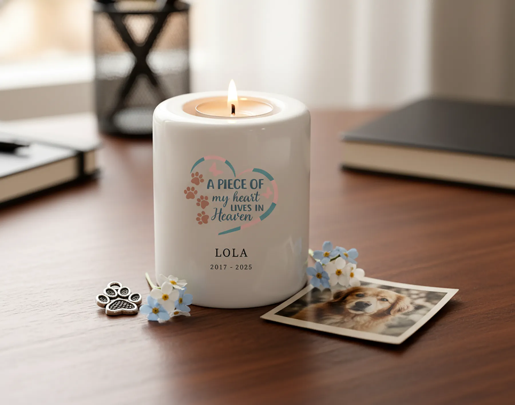 Personalised Pet Memorial TeaLight Candle Holder Heaven