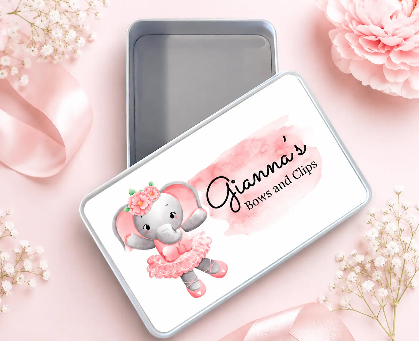 Personalised Tin Keepsake Box Little Elephant