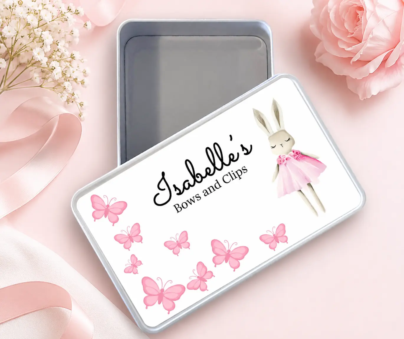 Personalised Tin Keepsake Box Ballerina Bunny